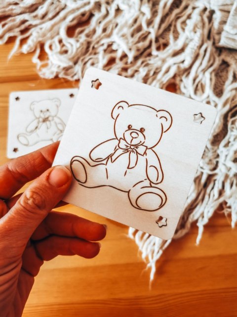 Kolorowanka drewniana (2szt) - MIŚ 01 - - - (drewniane kolorowanki)