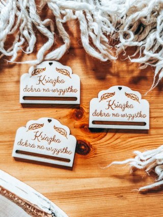 Książka dobra na wszystko - zakładka ozdobna 5x3,5cm (3szt) - - - (baza do zakładki do książki)