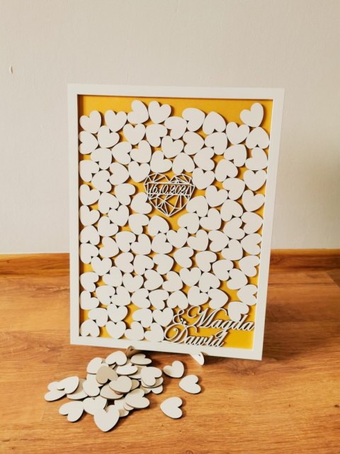 Księga Gości - Geometryczne Serce - obraz skarbonka na serduszka