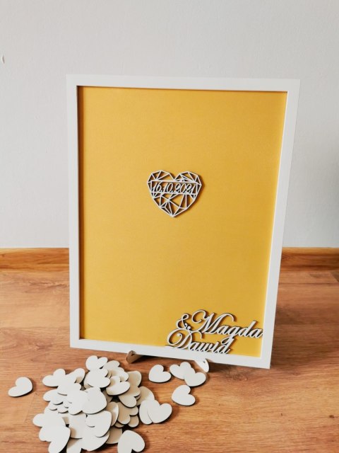 Księga Gości - Geometryczne Serce - obraz skarbonka na serduszka