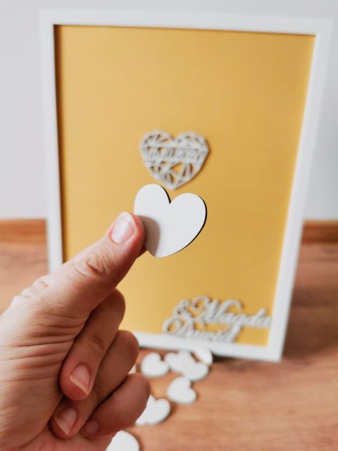 Księga Gości - Geometryczne Serce - obraz skarbonka na serduszka