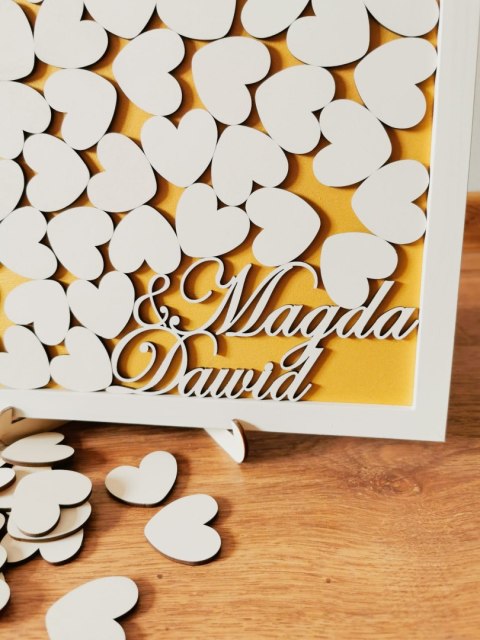 Księga Gości - Geometryczne Serce - obraz skarbonka na serduszka