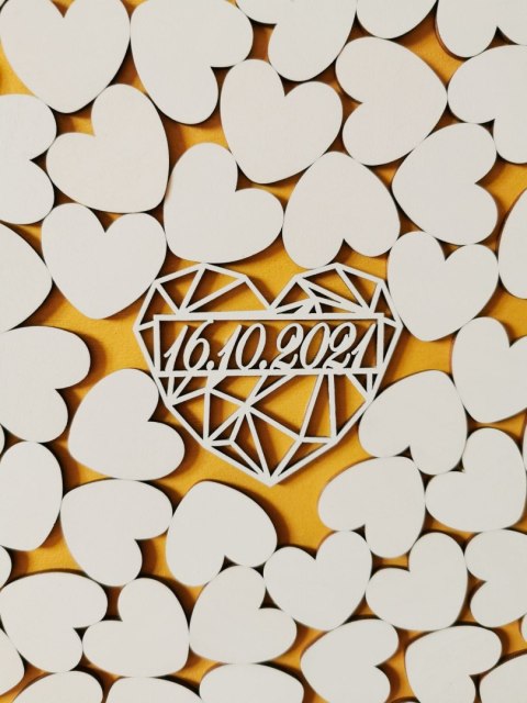 Księga Gości - Geometryczne Serce - obraz skarbonka na serduszka