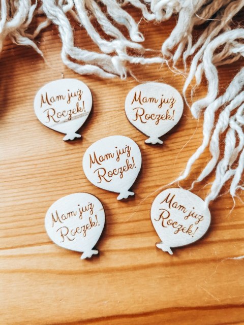 Mam już roczek - ZESTAW 5szt BALON-OKRĄGŁY 3/4/5cm - - - (balonik, baloniki, balony, pierwsze urodziny)