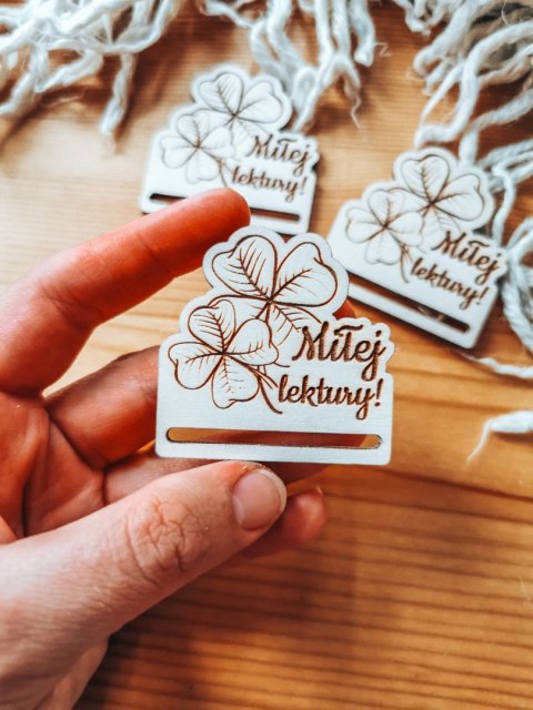 Miłej lektury /koniczynka/ - zakładka po obrysie 5cm (3szt) - - - (baza do zakładki do książki, czterolistna koniczyna na szczęś