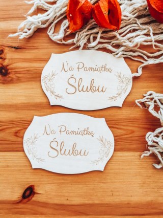Na pamiątkę Ślubu - TABLICZKA (2szt) 10cm/12cm/14cm (8 wzorów) - - - (pamiątka Ślub)