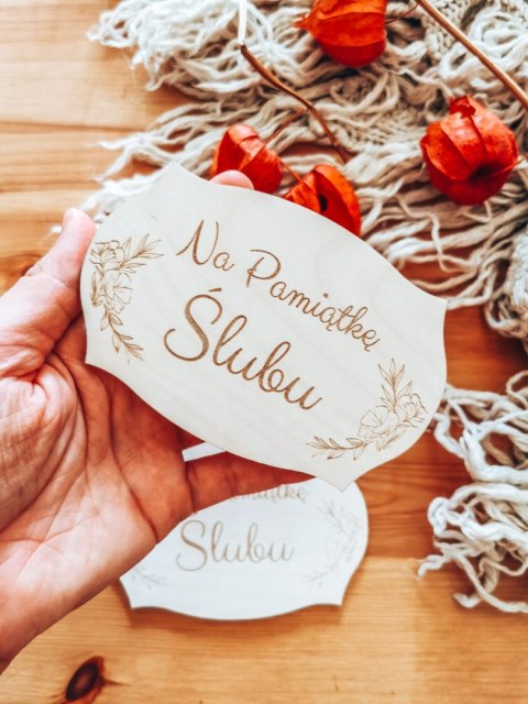 Na pamiątkę Ślubu - TABLICZKA (2szt) 10cm/12cm/14cm (8 wzorów) - - - (pamiątka Ślub)
