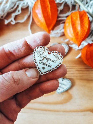 Najlepsza Babcia - AŻUROWE serce (5szt) 3/4/5cm - - - (serduszka, serduszko, serca, ażur, Dzień Babci Dziadka Dziadków)