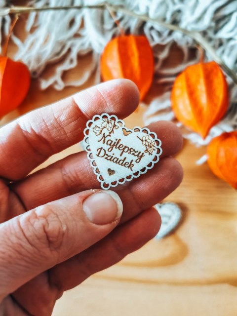 Najlepszy Dziadek - AŻUROWE serce (5szt) 3/4/5cm - - - (serduszka, serduszko, serca, ażur, Dzień Babci Dziadka Dziadków)