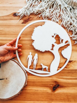 PARA ZAKOCHANI 01 drzewo - (1szt) - koło obręcz baza do łapacza snów makramy makatki - - - (łapacz snów, makrama, makatka)