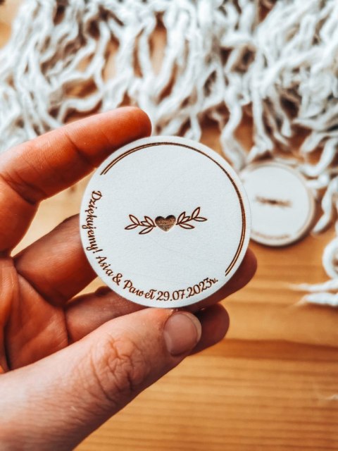 Podstawka 4/5/6cm (2szt) - podziękowanie WIANEK 01 - - - (etykietka metka bilecik koło dla gości ślub komunia chrzest)