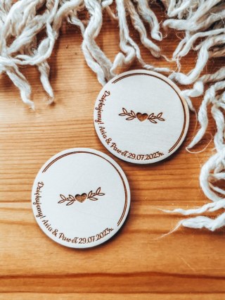 Podstawka 4/5/6cm (2szt) - podziękowanie WIANEK 01 - - - (etykietka metka bilecik koło dla gości ślub komunia chrzest)