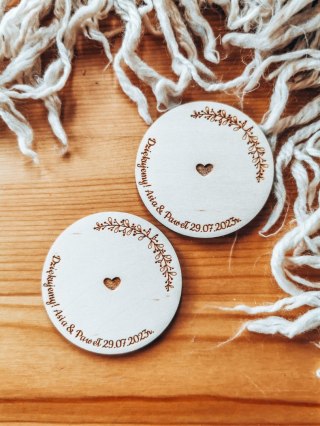 Podstawka 4/5/6cm (2szt) - podziękowanie WIANEK 02 - - - (etykietka metka bilecik koło dla gości ślub komunia chrzest)