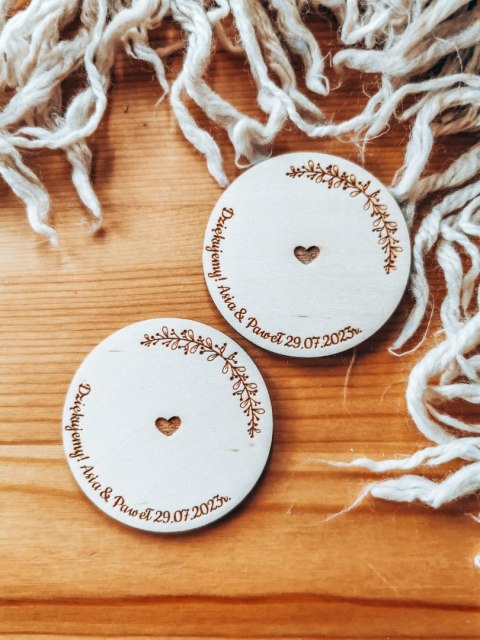 Podstawka 4/5/6cm (2szt) - podziękowanie WIANEK 02 - - - (etykietka metka bilecik koło dla gości ślub komunia chrzest)