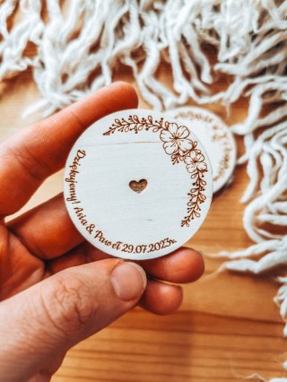 Podstawka 4/5/6cm (2szt) - podziękowanie WIANEK 03 - - - (etykietka metka bilecik koło dla gości ślub komunia chrzest)