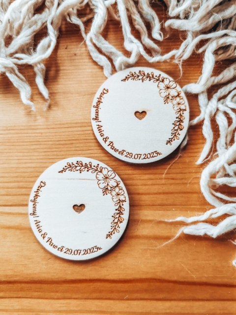 Podstawka 4/5/6cm (2szt) - podziękowanie WIANEK 03 - - - (etykietka metka bilecik koło dla gości ślub komunia chrzest)