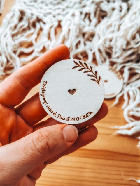 Podstawka 4/5/6cm (2szt) - podziękowanie WIANEK 04 - - - (etykietka metka bilecik koło dla gości ślub komunia chrzest)