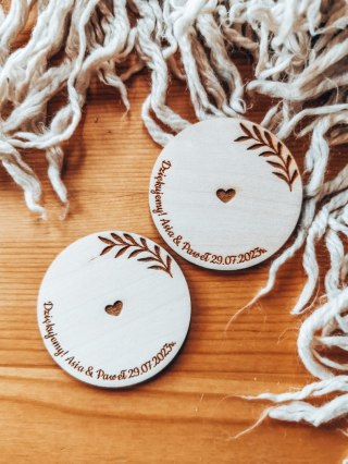 Podstawka 4/5/6cm (2szt) - podziękowanie WIANEK 04 - - - (etykietka metka bilecik koło dla gości ślub komunia chrzest)