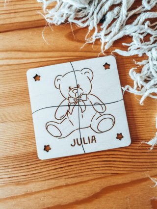 Puzzle (1szt) - MIŚ 01 z imieniem - do kolorowania - - - (drewniane kolorowanka drewniana)