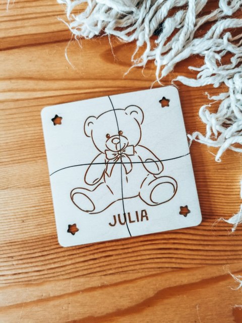Puzzle (1szt) - MIŚ 01 z imieniem - do kolorowania - - - (drewniane kolorowanka drewniana)