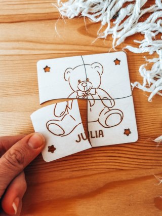 Puzzle (1szt) - MIŚ 01 z imieniem - do kolorowania - - - (drewniane kolorowanka drewniana)