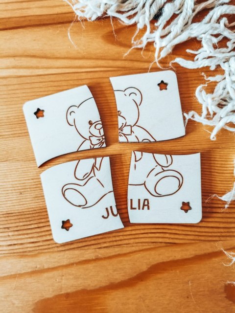 Puzzle (1szt) - MIŚ 01 z imieniem - do kolorowania - - - (drewniane kolorowanka drewniana)