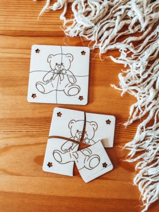 Puzzle (2szt) - MIŚ 01 - do kolorowania - - - (drewniane kolorowanka drewniana)