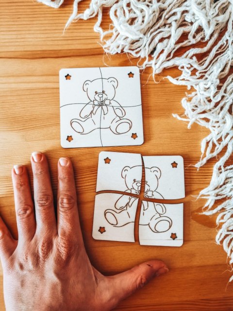 Puzzle (2szt) - MIŚ 01 - do kolorowania - - - (drewniane kolorowanka drewniana)