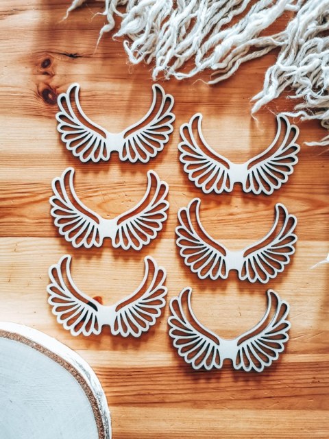 Skrzydła ! 6szt ! (7,5cm/9cm/12cm/18cm) - wzór 02-B - - - (skrzydełka anioła, do aniołka, aniołek, anielskie)