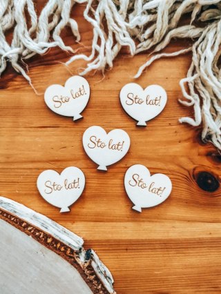 Sto lat - BALON-SERCE (5szt) 3/4/5cm - - - (serduszka, serduszko, serca)