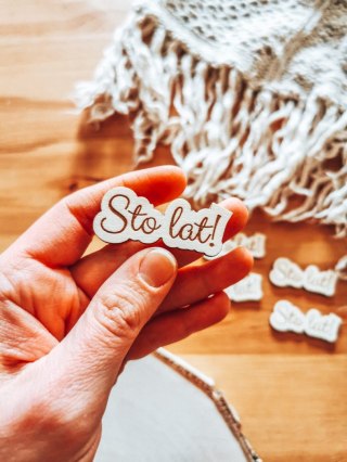 Sto lat! - TABLICZKA po obrysie (5szt) (wys. 2cm)