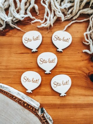 Sto lat - ZESTAW 5szt BALON-OKRĄGŁY 3/4/5cm - - - (balonik, baloniki, balony, pierwsze urodziny)