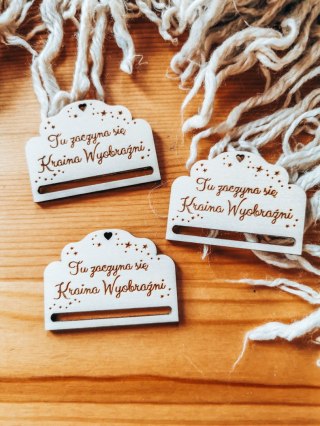 Tu zaczyna się kraina wyobraźni /gwiazdki/ - zakładka ozdobna 5x3,5cm (3szt) - - - (baza do zakładki do książki)