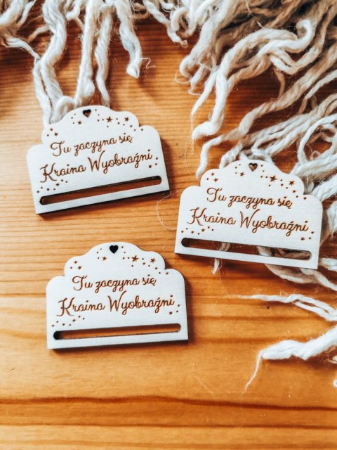 Tu zaczyna się kraina wyobraźni /gwiazdki/ - zakładka ozdobna 5x3,5cm (3szt) - - - (baza do zakładki do książki)