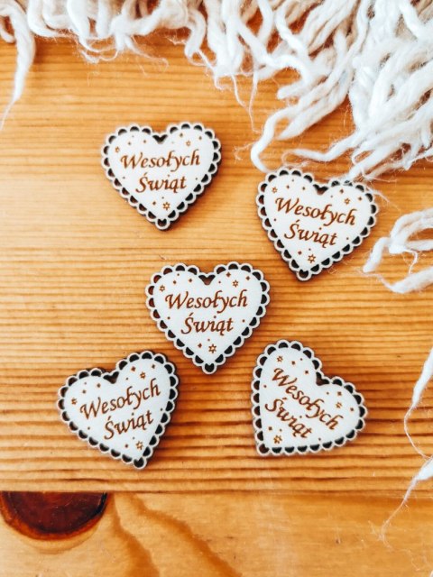 Wesołych Świąt - AŻUROWE SERCE (5szt) 3/4/5cm - - - (serduszka, serduszko, serca, ażur, gwiazdka)