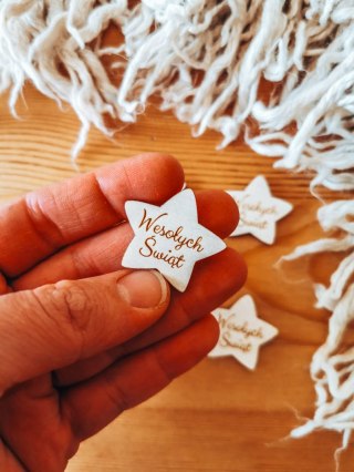 Wesołych Świąt - GWIAZDA (5szt) 3/4/5cm - - - (serduszka, serduszko, serca, Gwiazdka, Święta, Boże Narodzenie)