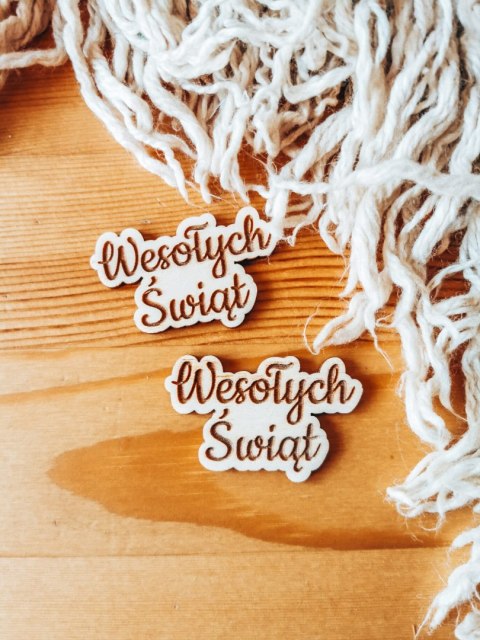 Wesołych Świąt - TABLICZKA po obrysie (2szt) wys. 4cm - - - (Gwiazdka, Boże Narodzenie, napis)