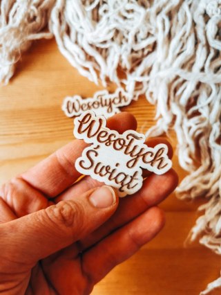 Wesołych Świąt - TABLICZKA po obrysie (2szt) wys. 4cm - - - (Gwiazdka, Boże Narodzenie, napis)