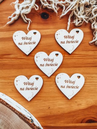 Witaj na świecie /gwiazdki/ - SERCE (5szt) 3/4/5cm - - - (serduszka, serduszko, serca, ażur, aniołek)