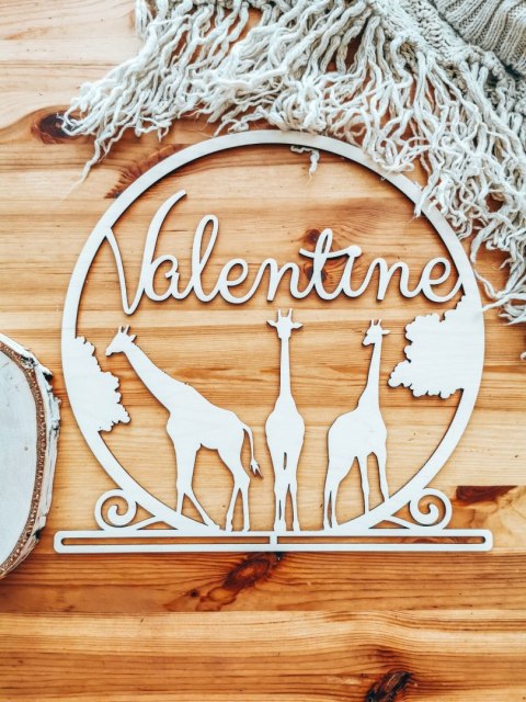 ŻYRAFA z imieniem - (1szt) - koło obręcz baza do łapacza snów makramy makatki - - - (łapacz snów, makrama, makatka)