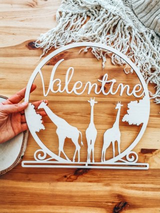 ŻYRAFA z imieniem - (1szt) - koło obręcz baza do łapacza snów makramy makatki - - - (łapacz snów, makrama, makatka)