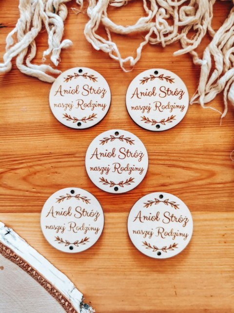 Zawieszka (5szt) 4,5cm - Anioł Stróż naszej rodziny - - - (baza do anioła, aniołka, aniołek, koło)
