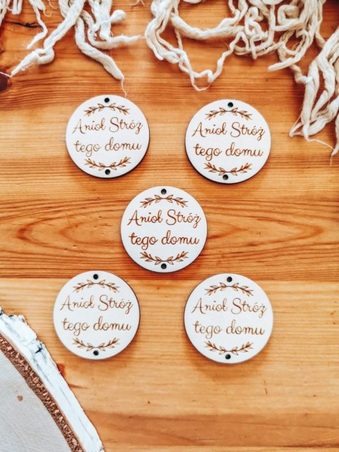 Zawieszka (5szt) 4,5cm - Anioł Stróż tego domu - - - (baza do anioła, aniołka, aniołek, koło)