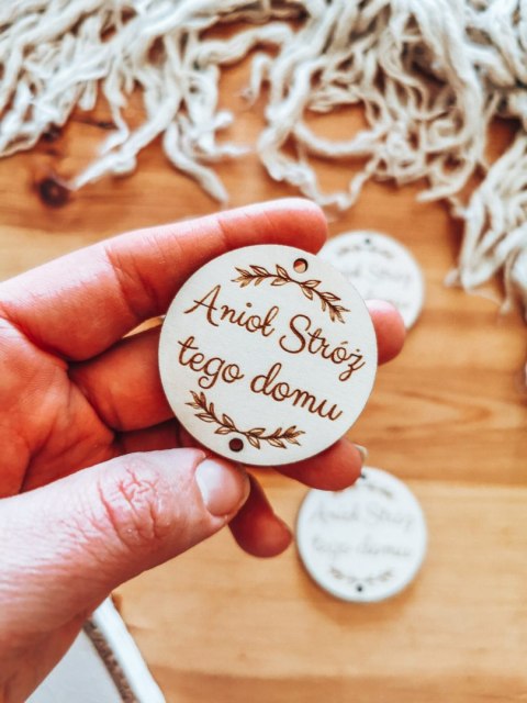 Zawieszka (5szt) 4,5cm - Anioł Stróż tego domu - - - (baza do anioła, aniołka, aniołek, koło)