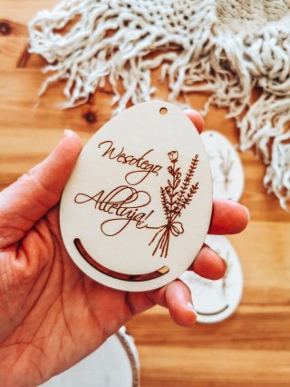 Zawieszka wielkanocna 5/9cm (4szt) - wzór 10 - bukiecik - - - (baza na Wielkanoc)