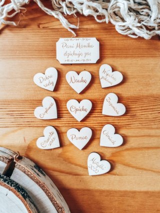 Zestaw PODZIĘKOWANIE (SERDUSZKA 10szt + tabliczka 1szt) - Podziękowania dla nauczyciela - - - (serce, serca, serduszko, dzień na