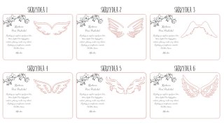 ANIOŁ STRÓŻ z imieniem - (1szt) tabliczka ze skrzydłami 9,5 x 14,5cm - DOWOLNY TEKST - - - (na aniołka podziękowanie, baza ze sk