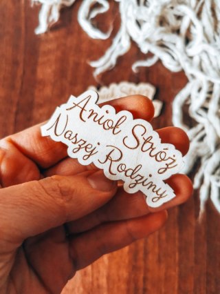 Anioł Stróż Naszej Rodziny - TABLICZKA po obrysie (3szt) wys. 3cm - - - (aniołek, ramka, do ramki)