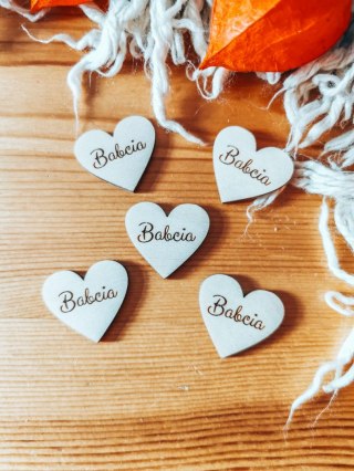 Babcia - SERCE (5szt) 3/4/5cm - - - (serduszka, serduszko, serca, Dzień Babci i Dziadka)