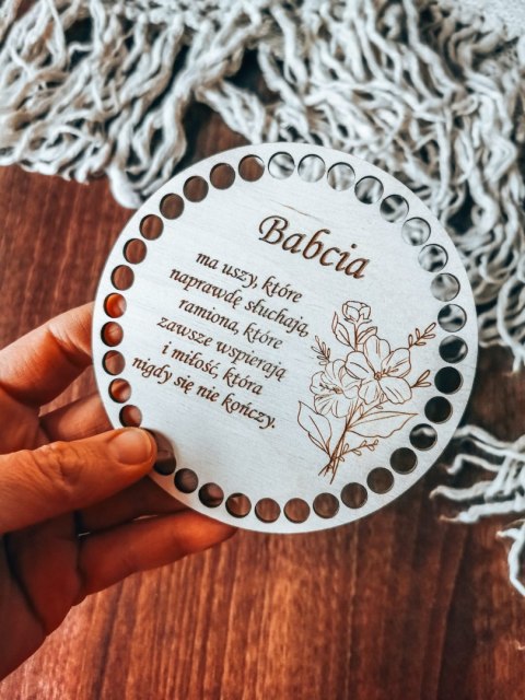 Baza do KOSZYKA (1szt) - DLA BABCI sentencja 02 - - - (baza do podstawki, podstawka, koszyk, taca)